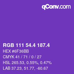 カラーコード: RGB 111 54.4 187.4 | qconv.com