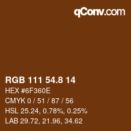 Color code: RGB 111 54.8 14 | qconv.com