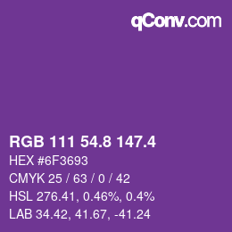 カラーコード: RGB 111 54.8 147.4 | qconv.com