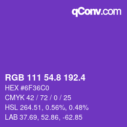 カラーコード: RGB 111 54.8 192.4 | qconv.com