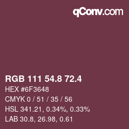 カラーコード: RGB 111 54.8 72.4 | qconv.com