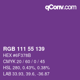 颜色代码: RGB 111 55 139 | qconv.com