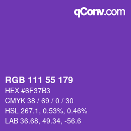 カラーコード: RGB 111 55 179 | qconv.com