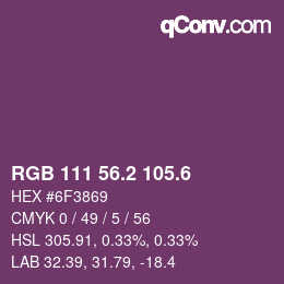 カラーコード: RGB 111 56.2 105.6 | qconv.com