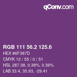 カラーコード: RGB 111 56.2 125.6 | qconv.com