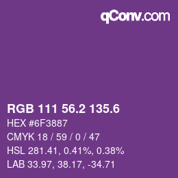 カラーコード: RGB 111 56.2 135.6 | qconv.com