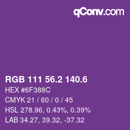 カラーコード: RGB 111 56.2 140.6 | qconv.com