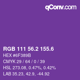 カラーコード: RGB 111 56.2 155.6 | qconv.com