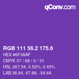 カラーコード: RGB 111 56.2 175.6 | qconv.com