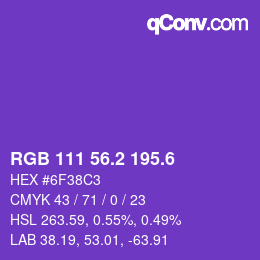 カラーコード: RGB 111 56.2 195.6 | qconv.com