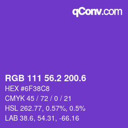 カラーコード: RGB 111 56.2 200.6 | qconv.com