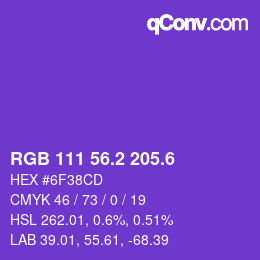 カラーコード: RGB 111 56.2 205.6 | qconv.com