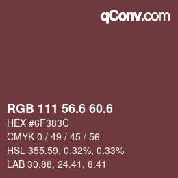 カラーコード: RGB 111 56.6 60.6 | qconv.com