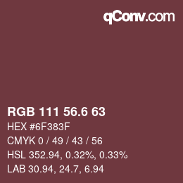 カラーコード: RGB 111 56.6 63 | qconv.com