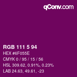 Color code: RGB 111 5 94 | qconv.com