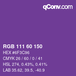 颜色代码: RGB 111 60 150 | qconv.com