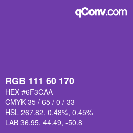 カラーコード: RGB 111 60 170 | qconv.com