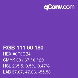 颜色代码: RGB 111 60 180 | qconv.com