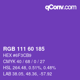 颜色代码: RGB 111 60 185 | qconv.com