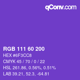 颜色代码: RGB 111 60 200 | qconv.com