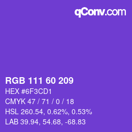 カラーコード: RGB 111 60 209 | qconv.com