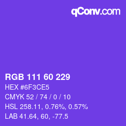 カラーコード: RGB 111 60 229 | qconv.com