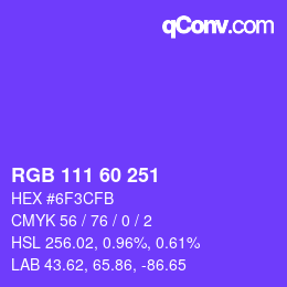 カラーコード: RGB 111 60 251 | qconv.com