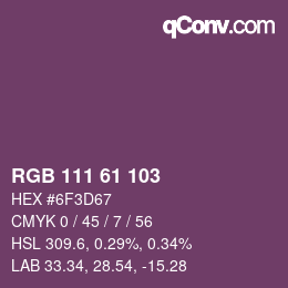 カラーコード: RGB 111 61 103 | qconv.com