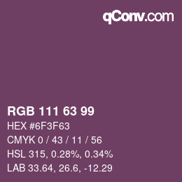Código de color: RGB 111 63 99 | qconv.com