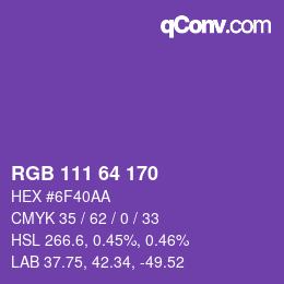 Color code: RGB 111 64 170 | qconv.com
