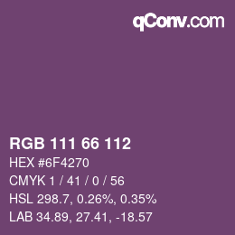 Color code: RGB 111 66 112 | qconv.com