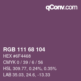 颜色代码: RGB 111 68 104 | qconv.com