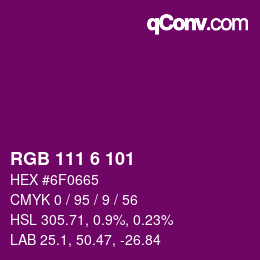カラーコード: RGB 111 6 101 | qconv.com