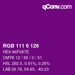 カラーコード: RGB 111 6 126 | qconv.com
