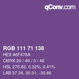 Color code: RGB 111 71 138 | qconv.com