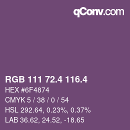 カラーコード: RGB 111 72.4 116.4 | qconv.com