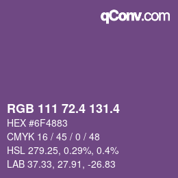 カラーコード: RGB 111 72.4 131.4 | qconv.com
