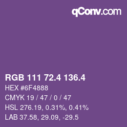カラーコード: RGB 111 72.4 136.4 | qconv.com