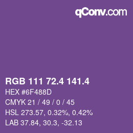 カラーコード: RGB 111 72.4 141.4 | qconv.com