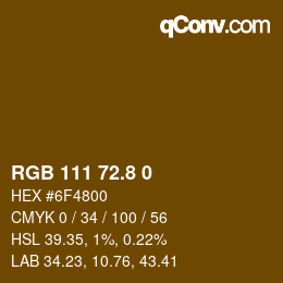 カラーコード: RGB 111 72.8 0 | qconv.com
