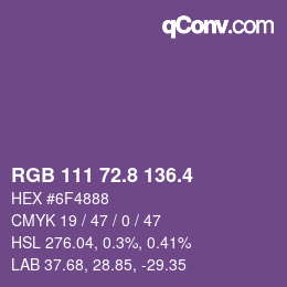 カラーコード: RGB 111 72.8 136.4 | qconv.com