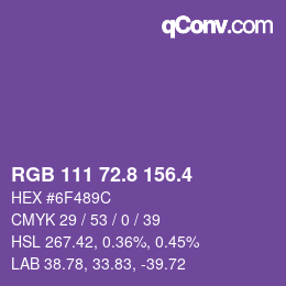 カラーコード: RGB 111 72.8 156.4 | qconv.com
