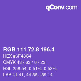 カラーコード: RGB 111 72.8 196.4 | qconv.com