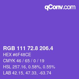 カラーコード: RGB 111 72.8 206.4 | qconv.com