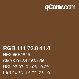 カラーコード: RGB 111 72.8 41.4 | qconv.com