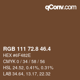 カラーコード: RGB 111 72.8 46.4 | qconv.com