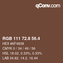 カラーコード: RGB 111 72.8 56.4 | qconv.com