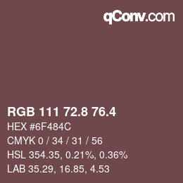 カラーコード: RGB 111 72.8 76.4 | qconv.com