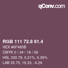 カラーコード: RGB 111 72.8 91.4 | qconv.com