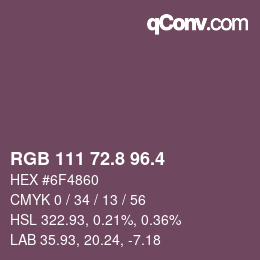 カラーコード: RGB 111 72.8 96.4 | qconv.com